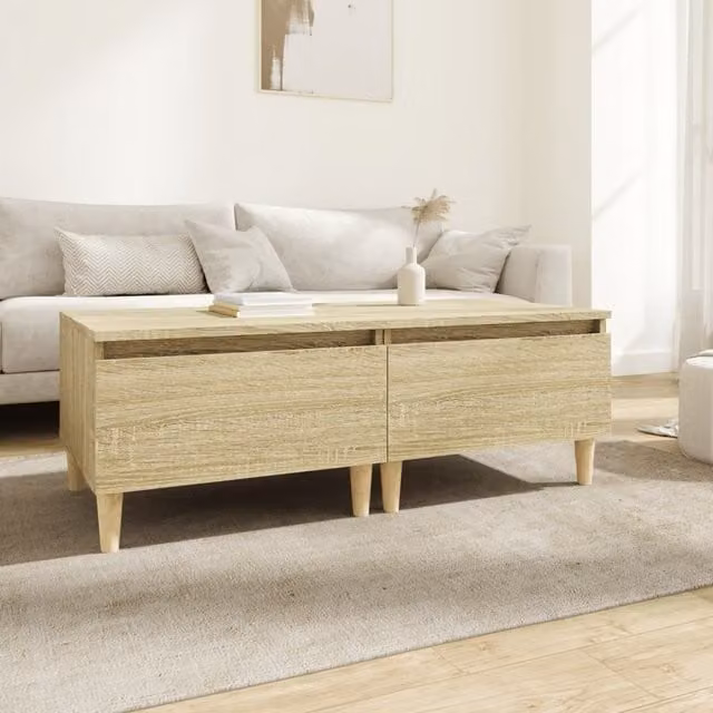 Berkfield Home Set of 2 Sonoma Oak Side Tables in Brown, W/D/H: 50 x 46 x 35 cm