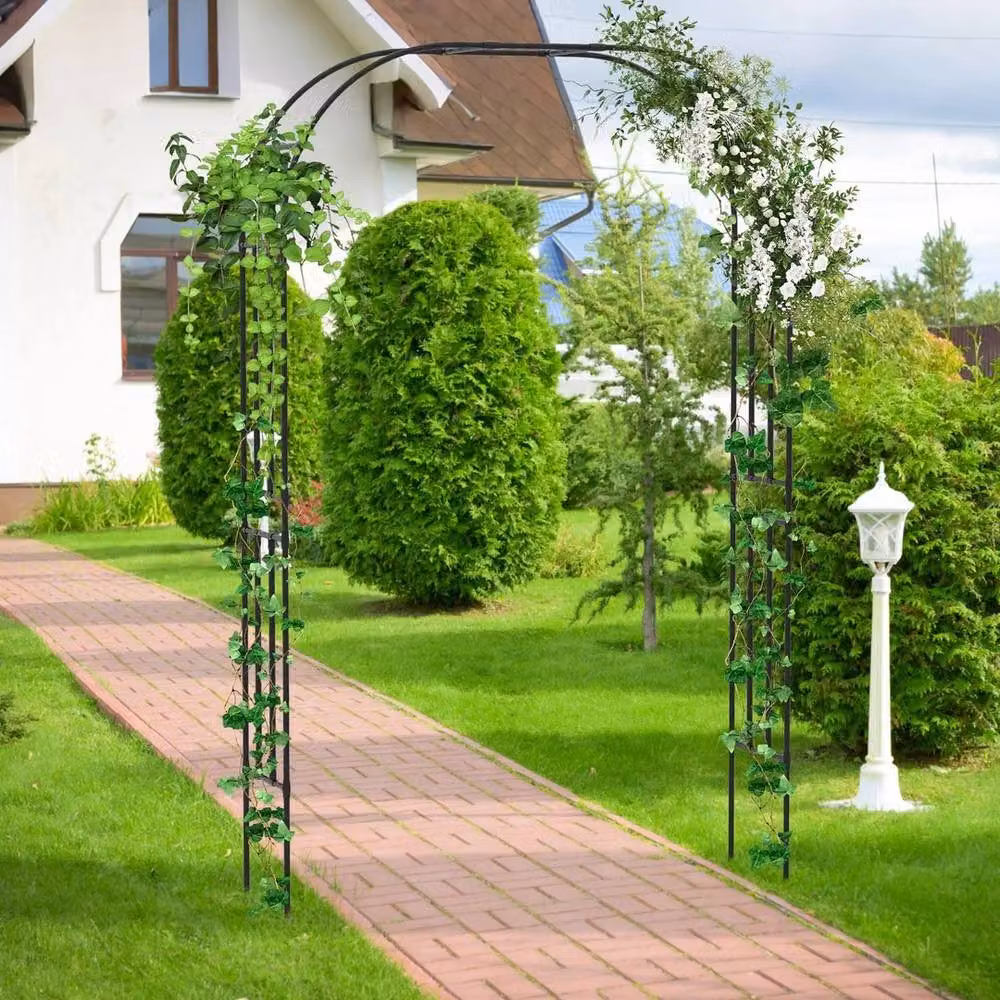 Havendro Metal Garden Arbor Trellis for Climbing Plants in Black, H 245.0 cm x W 42.0 cm x D 42.0 cm – 2