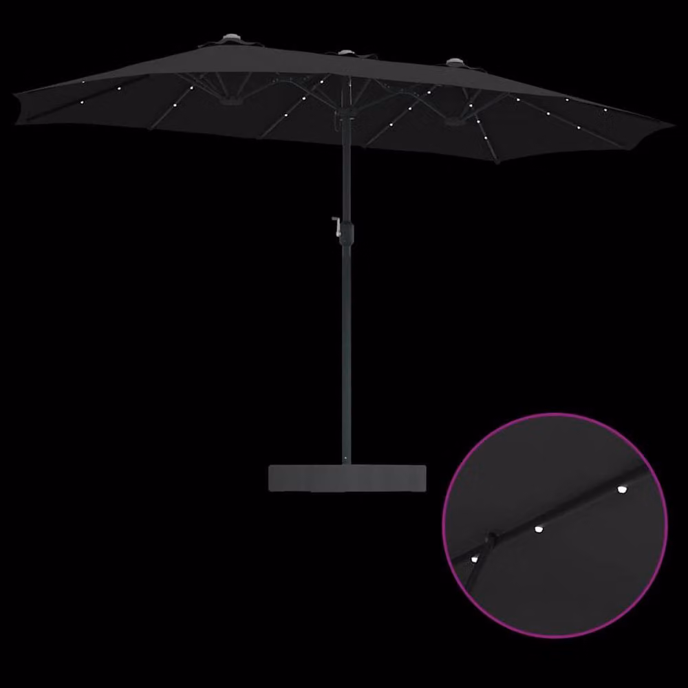Berkfield Home Modern Folding Garden Parasol in Black Fabric, W/D/H: 385 x 209 x 244 cm – 5