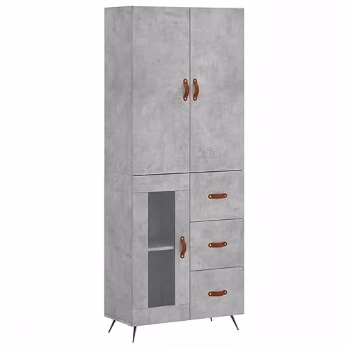 vidaXL Industrial Highboard in Grey with Hinged Doors and Internal Shelves, W/D/H: 69.5 x 34 x 180 cm – 1