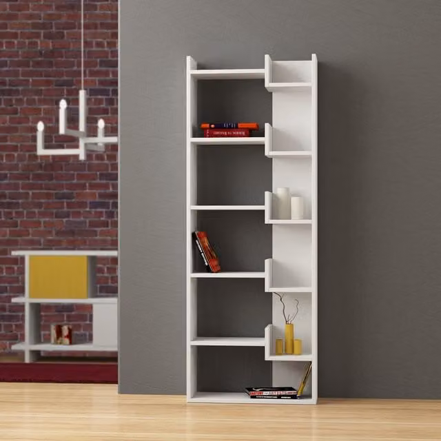 Decortie Modern White Freestanding Open Back Bookcase and Display Unit