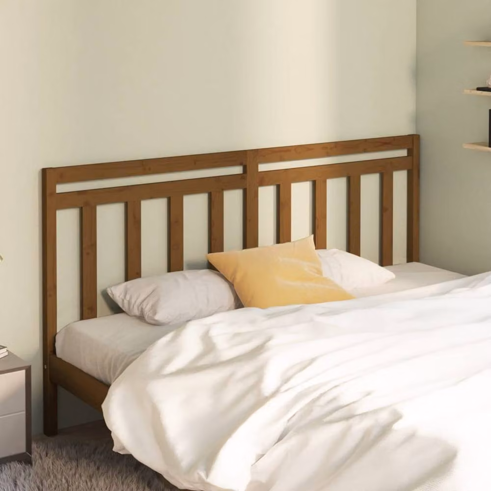 Berkfield Home Rustic Solid Pine Wood Bed Headboard in Honey Brown, W: 206 cm, D: 4 cm, H: 100 cm – 2