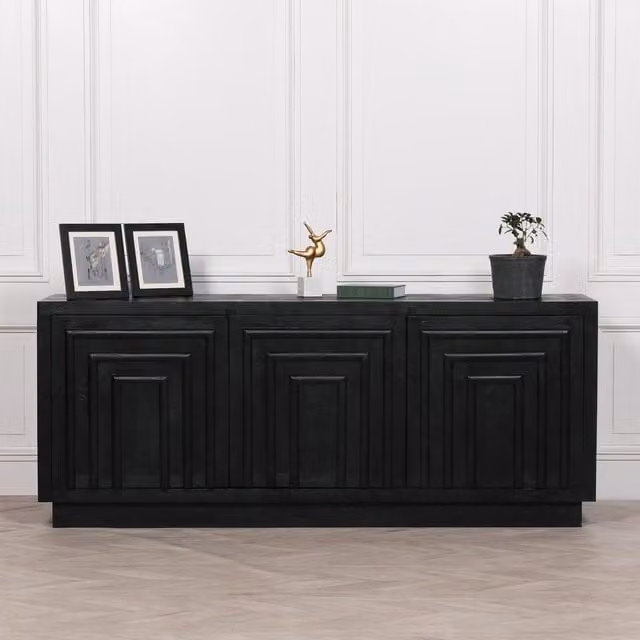 Glasstone Black Matt Wooden Contemporary Geometric Sideboard – 1