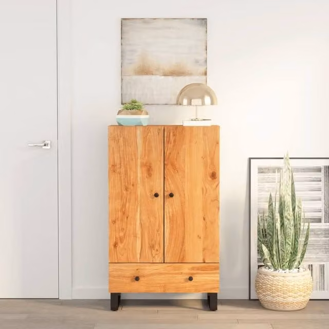 Berkfield Home Industrial Highboard with Drawer in Brown Acacia Wood and Iron, W/D/H: 60 x 33 x 100 cm – 1