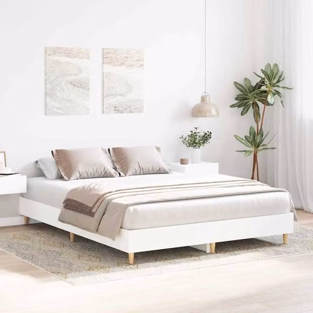 Berkfield Home 2-Piece Bed Frame in White, Engineered Wood, W: 152 cm x D: 203 cm