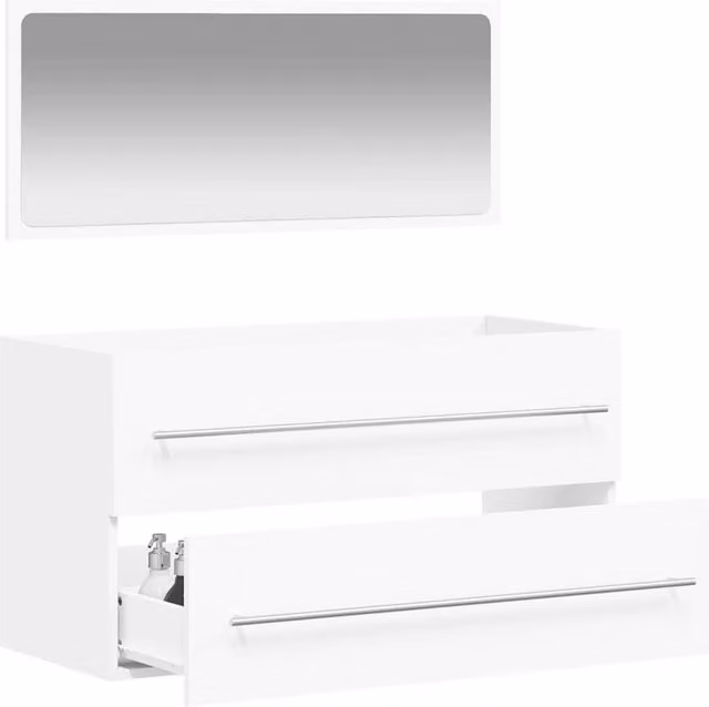 Berkfield Home Modern White Wall Mounted Bathroom Cabinet with Mirror and Internal Shelves, W/D/H: 38.5 x 38.5 x 48.0 cm