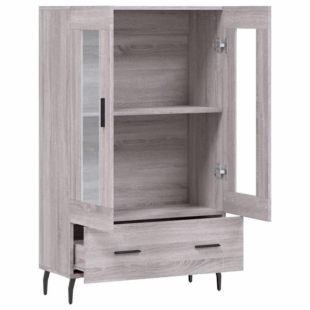 Berkfield Home Grey Sonoma Modern Highboard with Glass Doors, W/D/H: 69.5 x 31 x 115 cm – 2