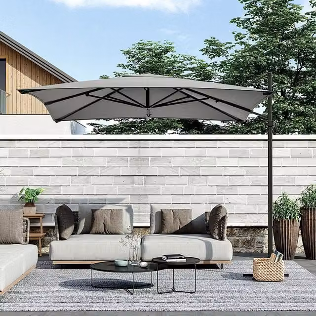 Breeins Cantilever Parasol with Cross Base in Grey, 250 cm