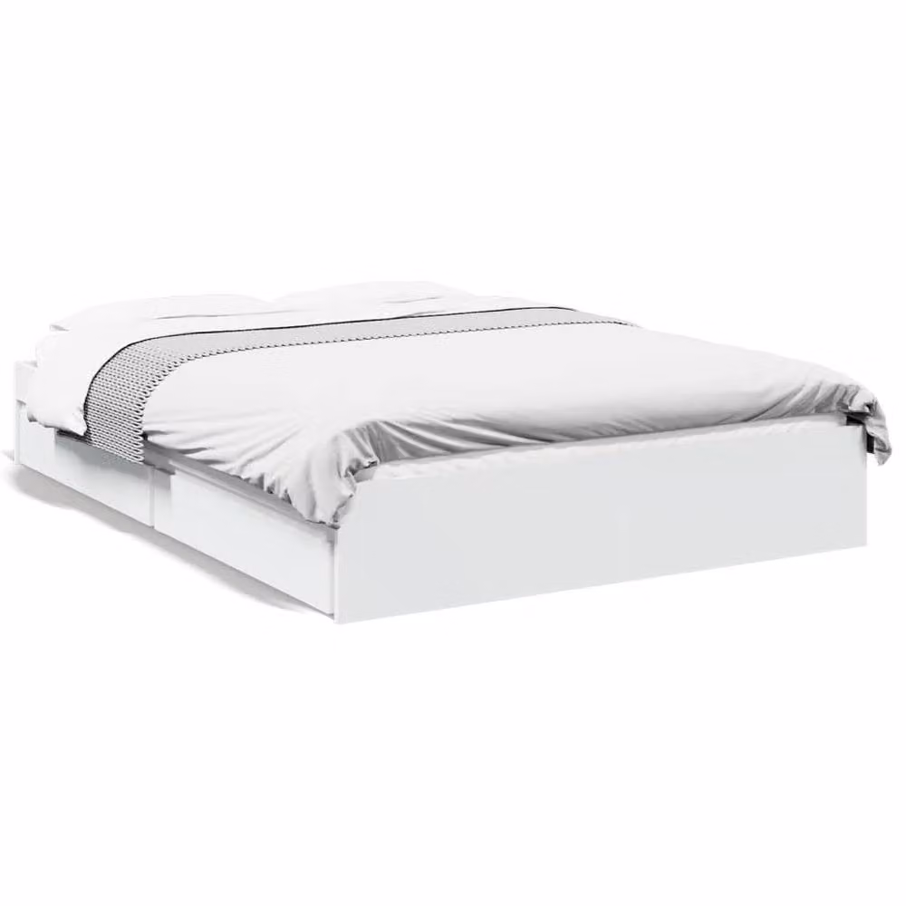 Berkfield Home Modern Small Double Bed Frame with Drawers in White, W: 120 cm, L: 190 cm – 2