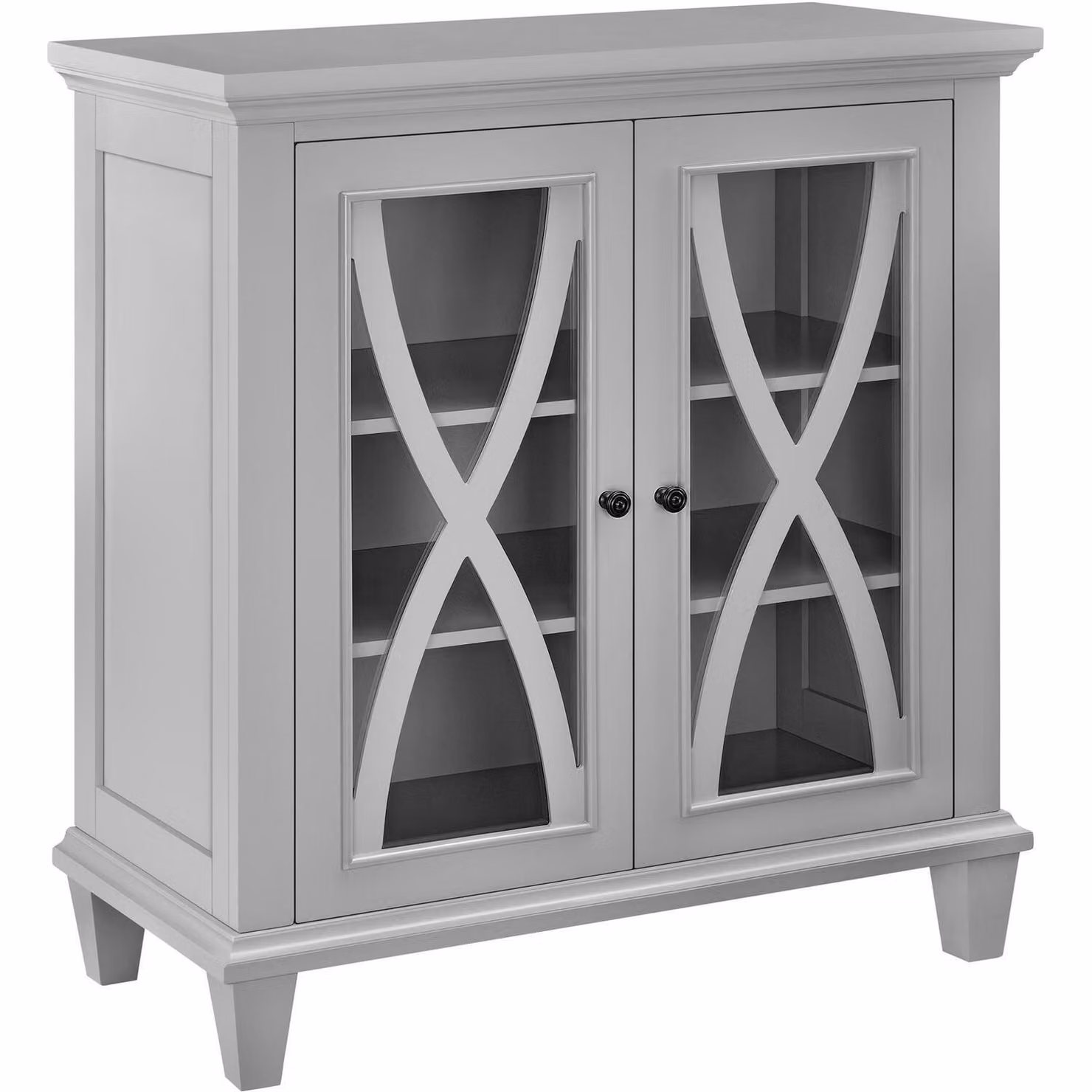 Ellington Grey Double Door Accent Cabinet with Glass Doors and Internal Shelves – 2