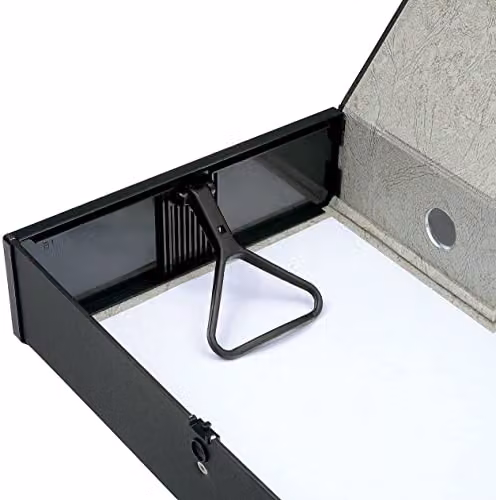 Pack of 5 Black Office Box Files with 75mm Spine Lock Spring Foolscap
