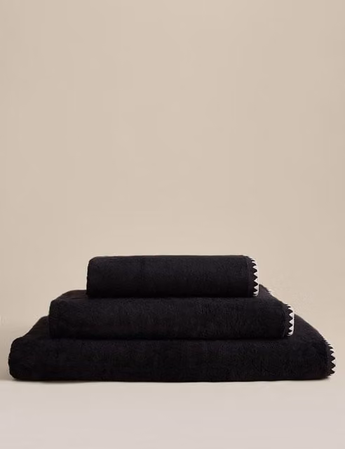 M&S Black Egyptian Cotton Towel with Border