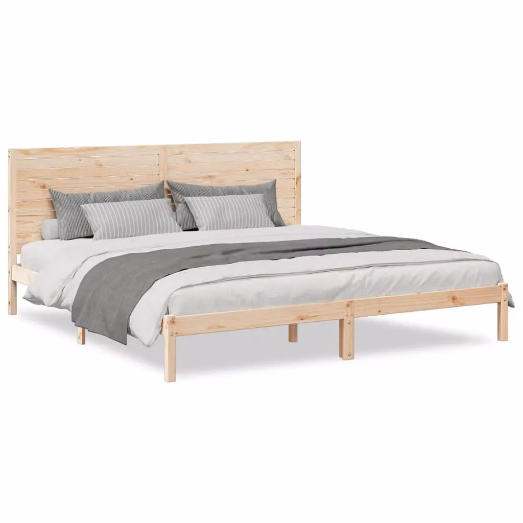 Berkfield Home Extra Long Solid Wood Bed Frame in Brown, W/D/H: 180 x 220 cm – 2