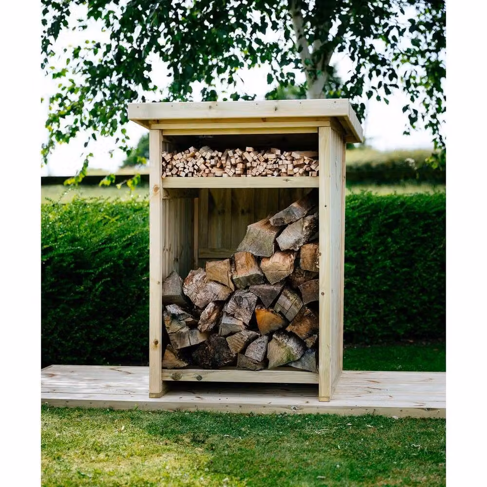 The Garden Village Billington Mini Log Store in Brown, L96 x W89 x H123 cm – 4