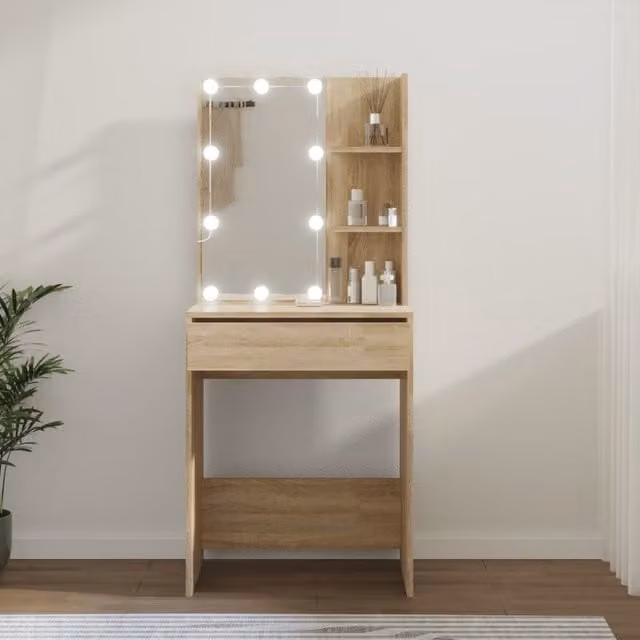 Berkfield Home Hollywood LED Dressing Table in Sonoma Oak Brown, W/D/H: 60 x 40 x 140 cm – 1