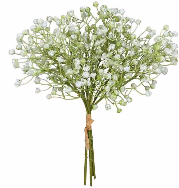 Kingsbury Gifts Artificial White and Green Gypsophila Floral Bunch, 35 cm