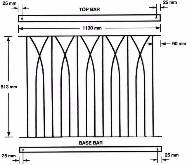 Burbage Iron Craft Deco Steel Decking Fence Panel in Black, W: 1130 mm, H: 813 mm