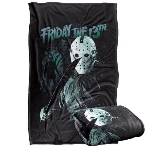 Warner Bros. Friday The 13th Lurk Silky Touch Super Soft Fleece Throw Blanket, Multicolour, W: 91.44 cm x D: 147 cm – 1