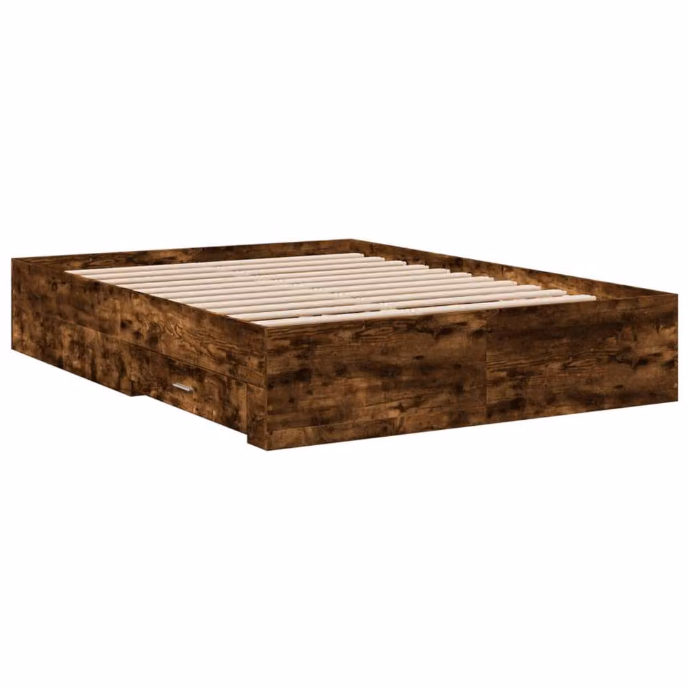 Berkfield Home Small Double Bed Frame with Drawers in Smoked Oak Brown, W/D/H: 120 x 190 cm – 3