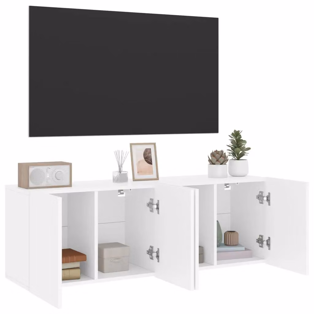 Berkfield Home Wall-mounted TV Cabinets, 2 Piece Set, White, W/D/H: 60 x 30 x 41 cm – 3