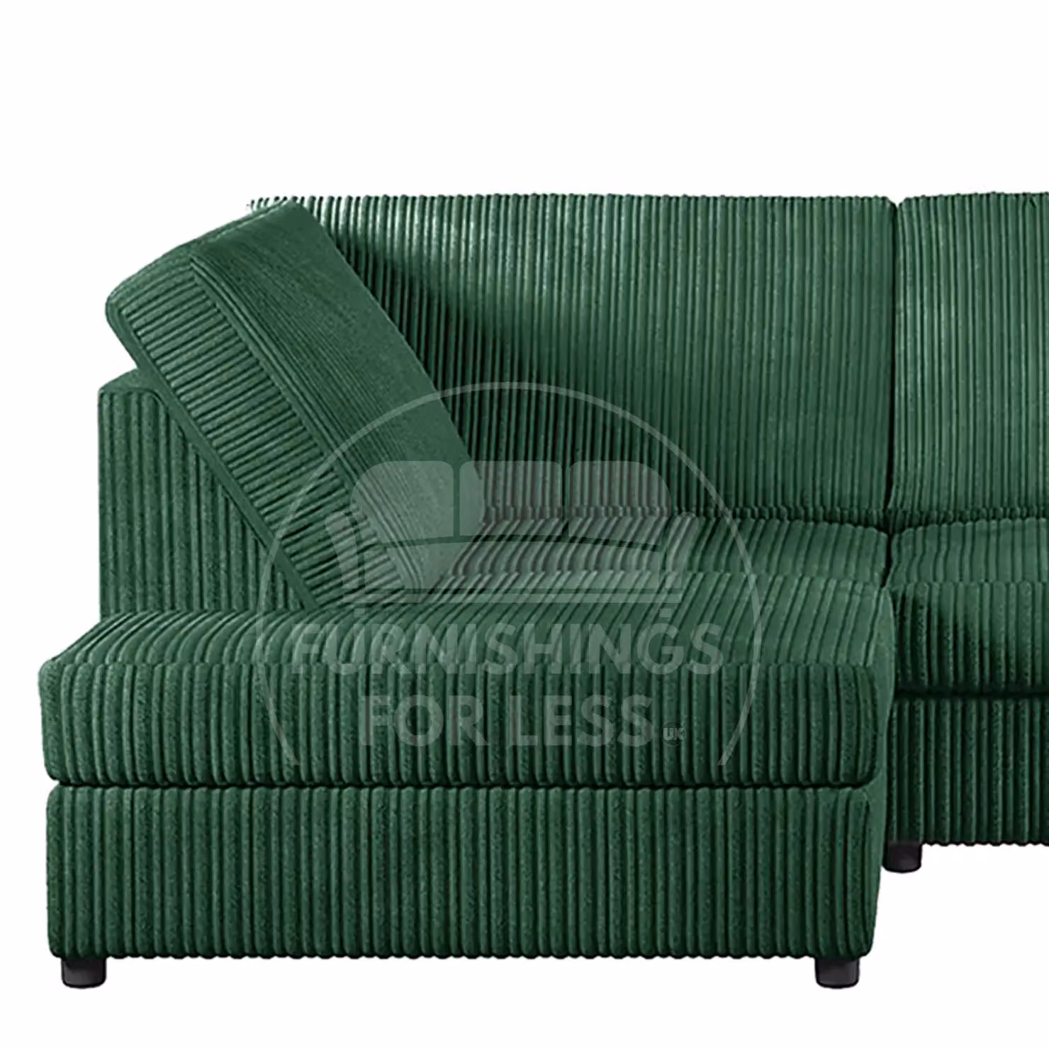 Furnishings For Less UK Luxor 5 Seat L-Shape Corner Sofa in Green Jumbo Cord with Left Hand Facing Full Back – 2