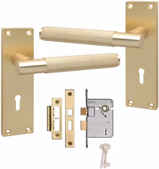 Golden Grace Brushed Brass and Black Yellow Screw Door Handle