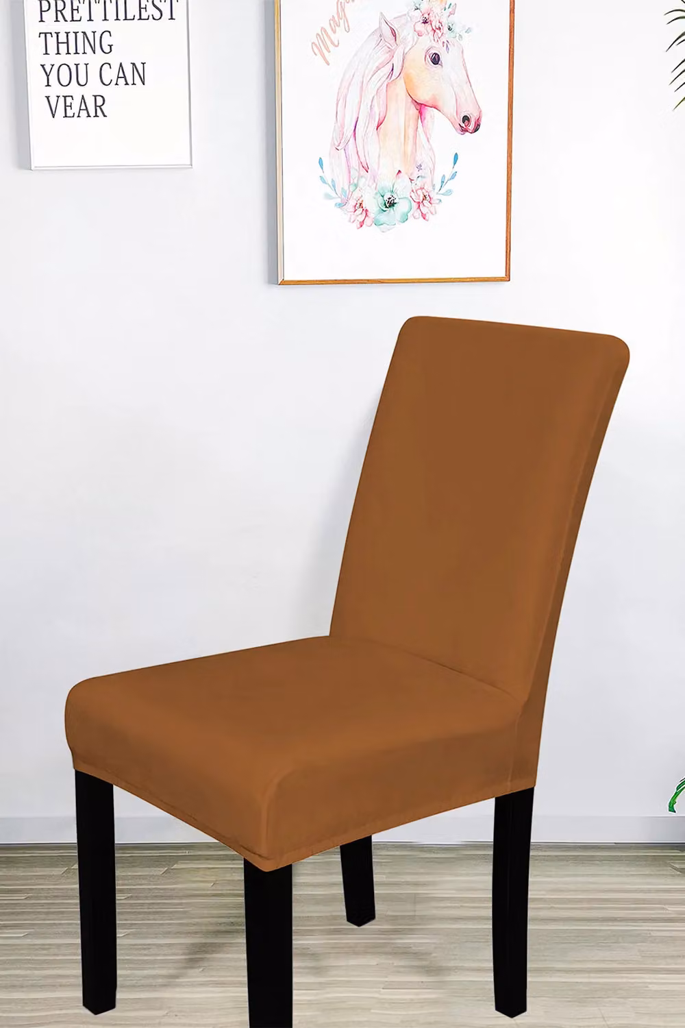 Neel Blue Velvet Stretchable Spandex High-Back Dining Chair Slipcovers – 4