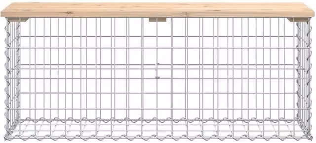 Berkfield Home Beautiful Garden Bench Gabion Design in Brown Solid Pine Wood, W/D/H: 103 x 31.5 x 42 cm – 1