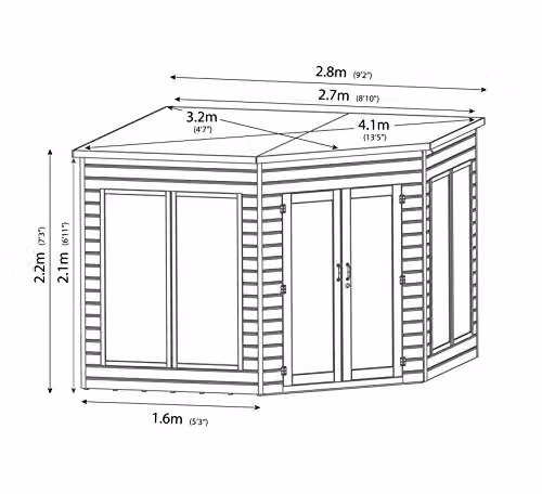 Mercia Premier Corner Summerhouse in Beige and Brown Wood, W/D/H: 274.32 x 270.0 x 220.0 cm – 3