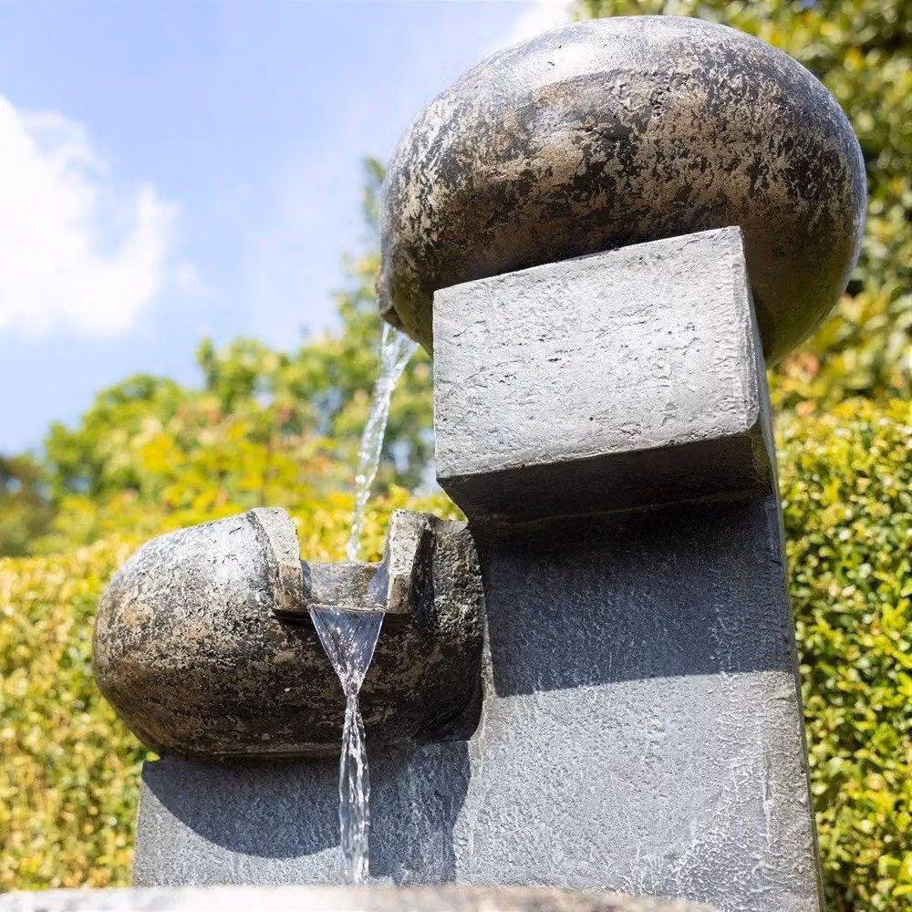 Primrose Tavira Cascading Tiered Bowls Water Feature with Lights in Grey, Height: 66 cm – 4