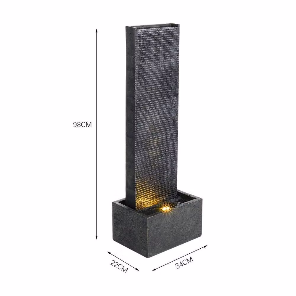 EONLION Black Modern Rectangular Stone Garden Water Feature Outdoor Fountain, Height: 100 cm – 2