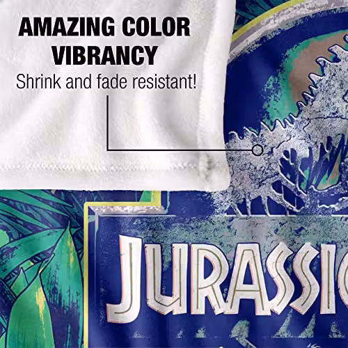 LOGOVISION Jurassic World Jungle Logo Super Soft Fleece Throw Blanket, Multicolour, W: 152 cm, D: 127 cm – 3