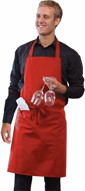 Dennys Adjustable Halter Bib Apron in Red