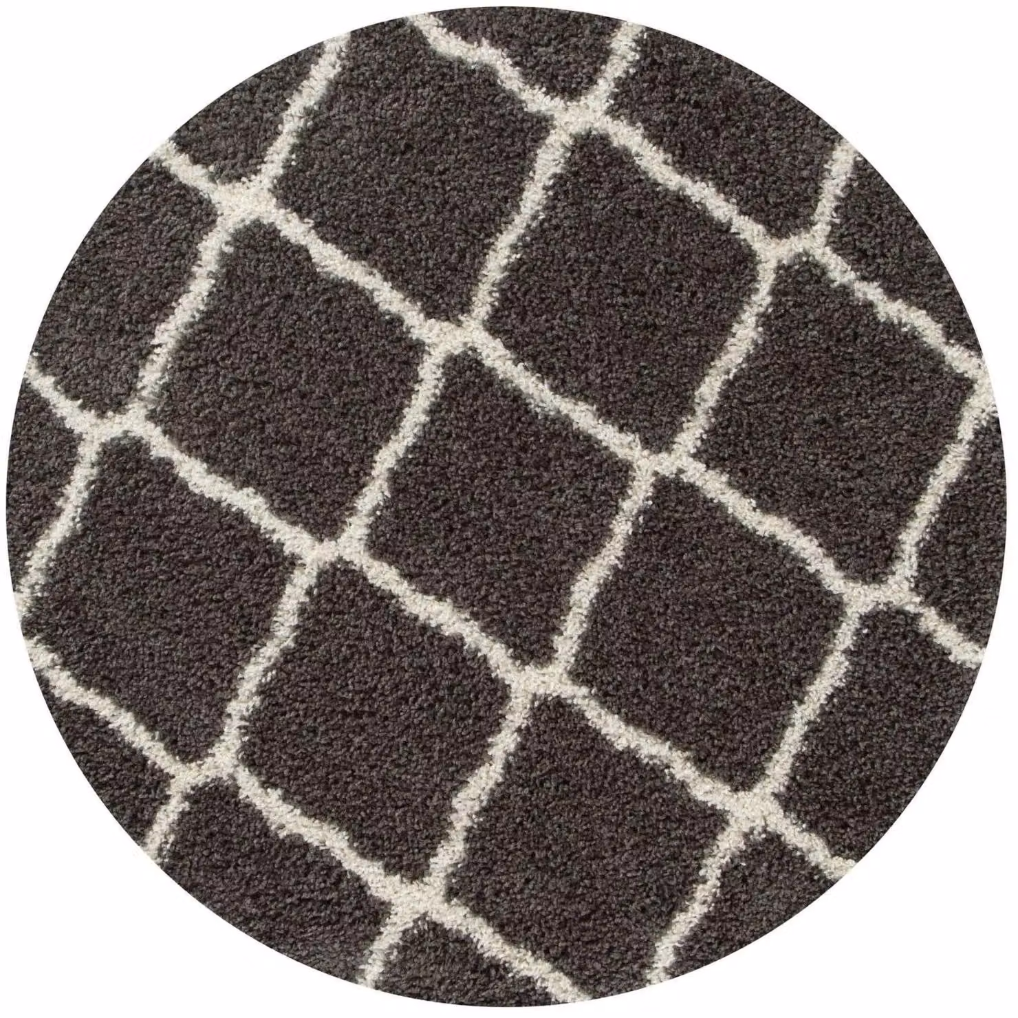 THE RUGS Moroccan Soft High Pile Shaggy Lattice Rug, Dark Grey, W: 120 cm, L: 170 cm – 7