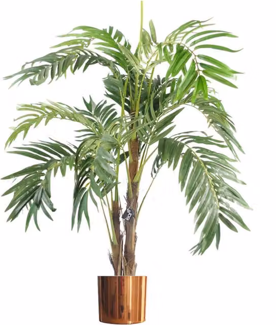 Leaf Design UK Premium Artificial Palm Tree with Copper Metal Planter, Green