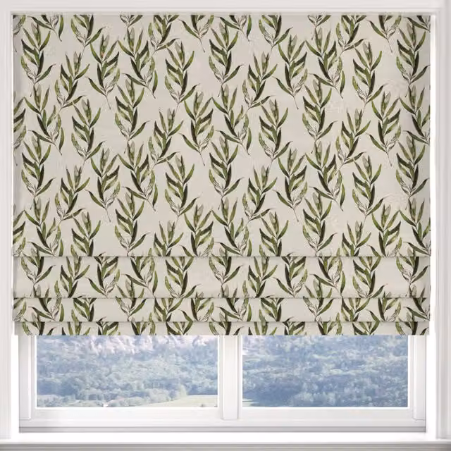 Ante Decor Olivia Made to Measure Blackout Roman Blind in Green Floral Nature Design
