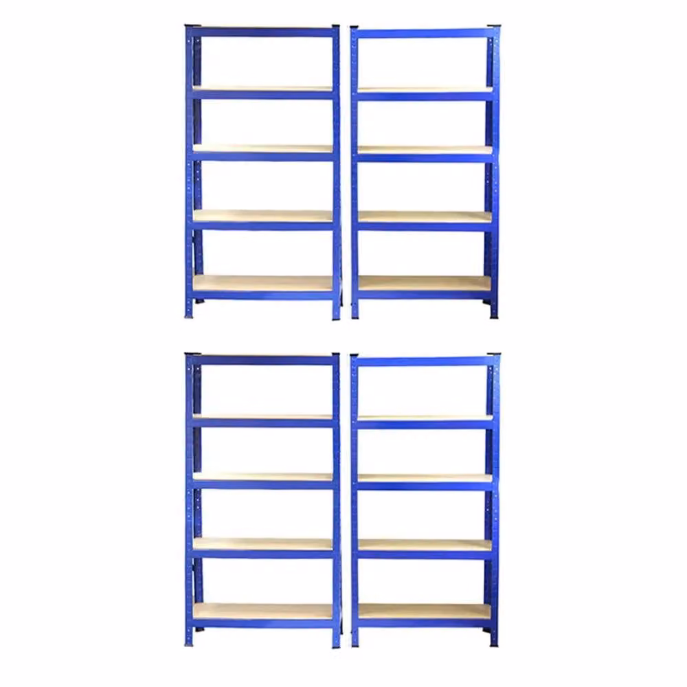 Monstershop T-Rax Heavy Duty Steel Shelving Units, Set of 4, Blue and Black, H 150 x W 75 x D 30 cm – 2