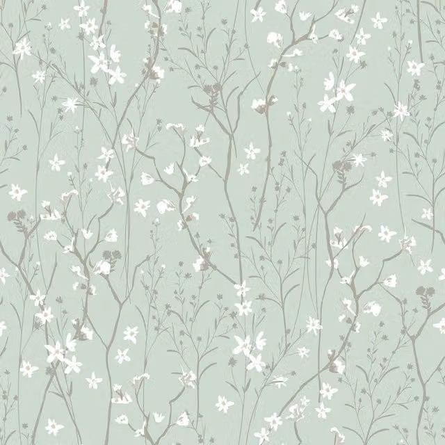 I Love Wallpaper Summer Meadow Floral Botanical Wallpaper in Mint Green