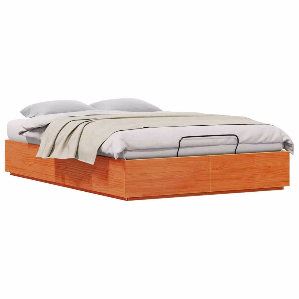 Berkfield Home Modern Solid Pine Ottoman Bed Frame with Storage in Wax Brown, W/D/H: 120 x 190 cm – 3