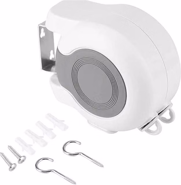 Havendro Retractable Double Washing Line Clothes Reel, White