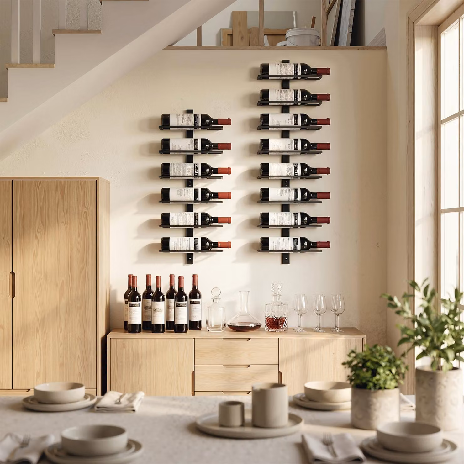 HOMCOM 8 Tier Wall Mounted Metal Wine Rack in Black – 5