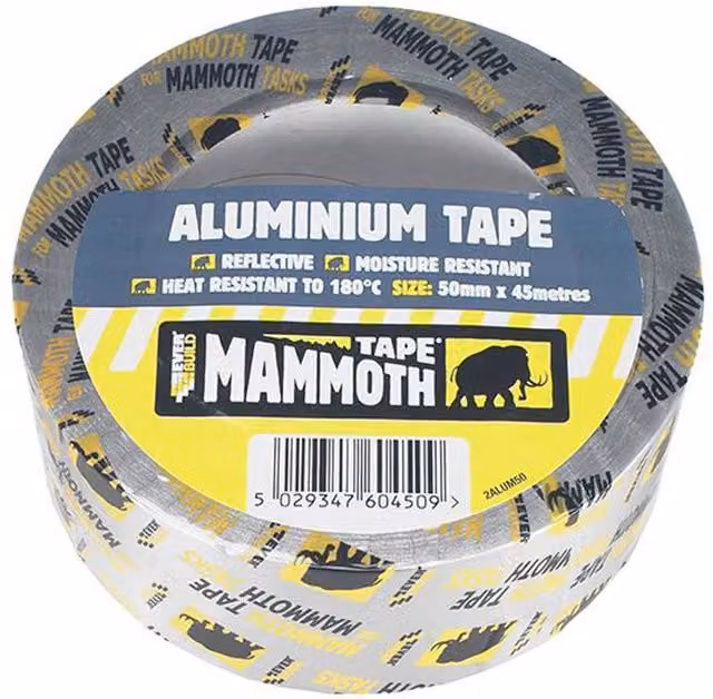 Everbuild Aluminium Tape, Grey, W: 7.5 cm, L: 45 m