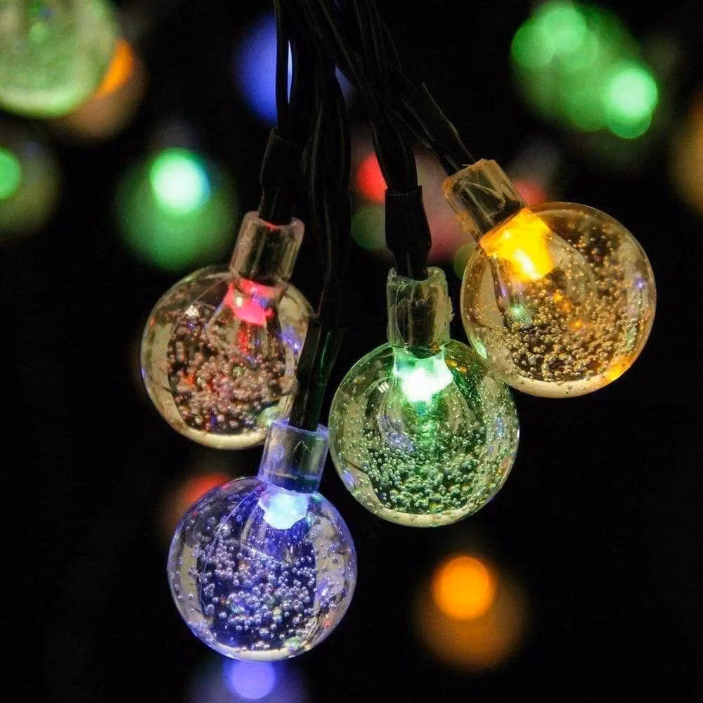 SPETLEK Solar Powered Multicolour LED Retro Bulb String Lights, 6.5m – 3