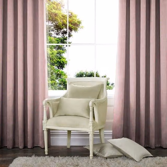 Terrys Made to Measure Pink Striped Blackout Cotton Fabric Panel Curtain