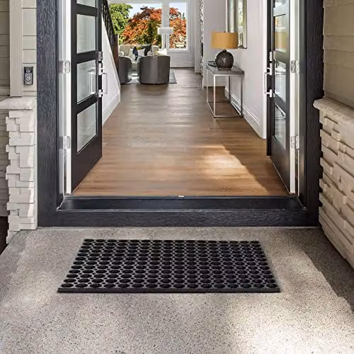 Nicoman Black Rubber Ring Outdoor Doormat, W: 80 cm, D: 60 cm, H: 1.3 cm – 7