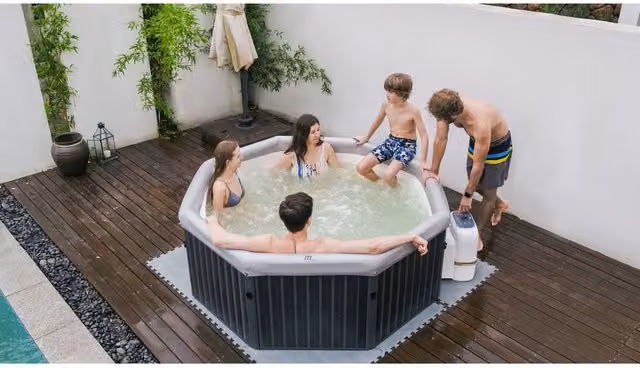 MSPA Tuscany Inflatable Round Hot Tub for 6 People in Silver and Grey