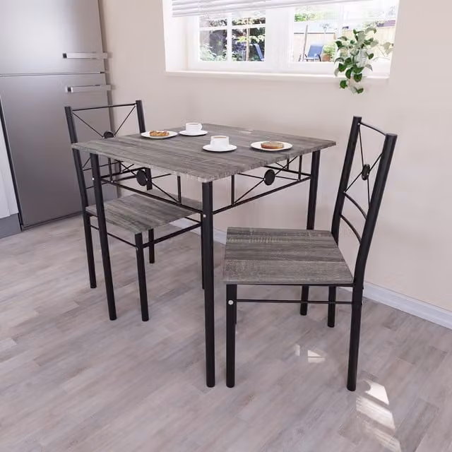 Vida Designs Modern Grey Rectangular Dining Set with Table and 3 Chairs
