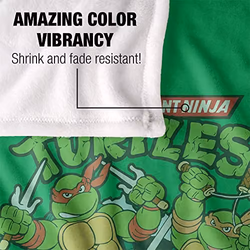 LOGOVISION TMNT Retro Super Soft Silky Touch Fleece Blanket, Multicolour and Green – 4