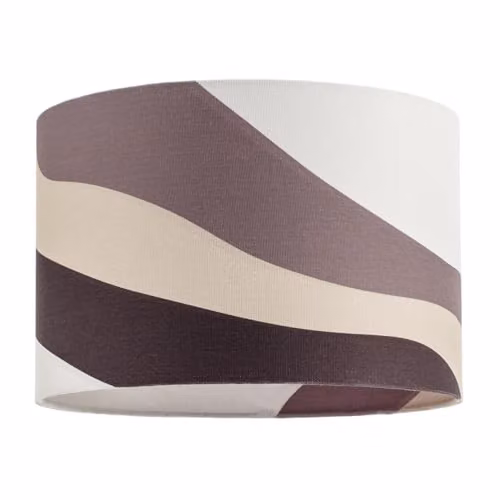 Happy Homewares Scandinavian Style Linen Fabric Drum Lamp Shade with Wavy Design in Taupe, Brown and White, Diameter: 30 cm – 1