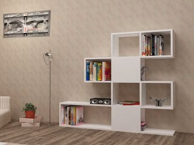 Decorotika Camellia Modern Ladder Bookshelf in White – 1
